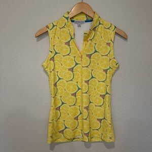 Swannies Golf Girls Yellow Lemon Print Sleeveless Polo